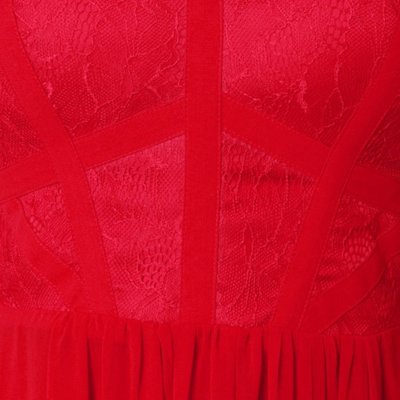 Aryn K Strapless Red Maxi Gown Wedding Dress M - Picture 5 of 8